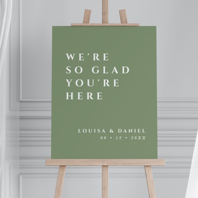 We're So Glad You're Here Sage Wedding Welcome Foam Board (Creator Uploaded)