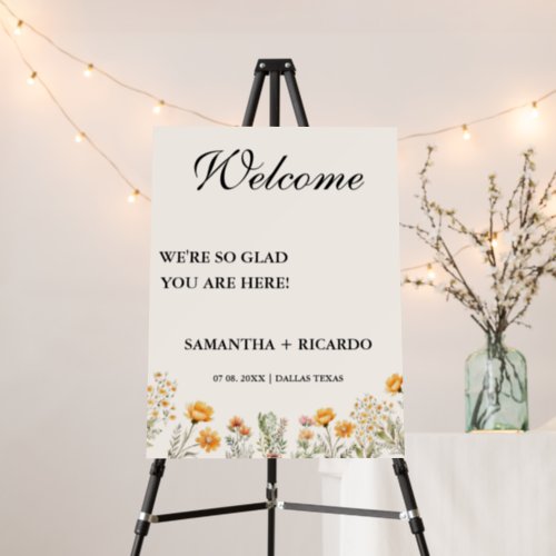 Were so glad youre here wedding welcome sign 