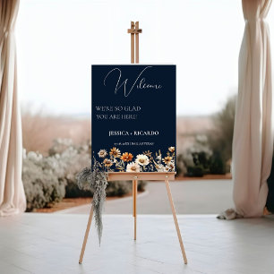 We're so glad you're here wedding welcome sign