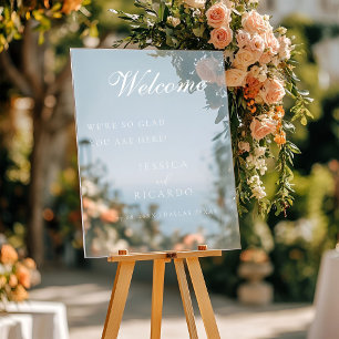 We're so glad you're here wedding welcome sign