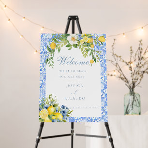 We're so glad you're here wedding welcome sign