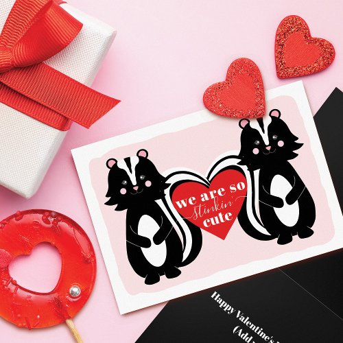 Were Stinkin Cute Skunk Valentines Day Greeting Holiday Card