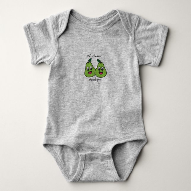 We're the Most Adorable Pear Twin Baby Bodysuit (Front)