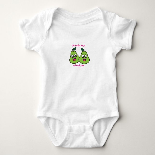 We're the Most Adorable Pear Twin Baby Bodysuit (Front)
