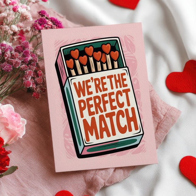 We're The Perfect Match Cute Funny Valentine's Day Postcard (Creator Uploaded)