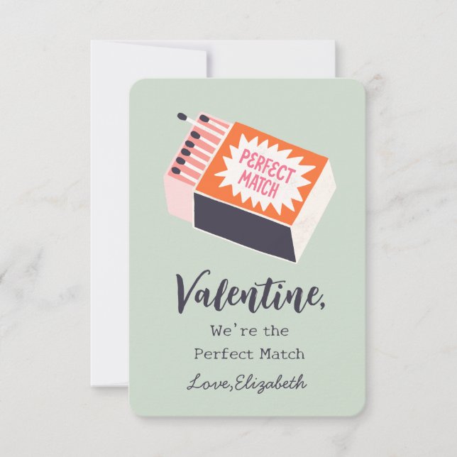 We're the Perfect Match Kids Valentines Day Note Card (Front)