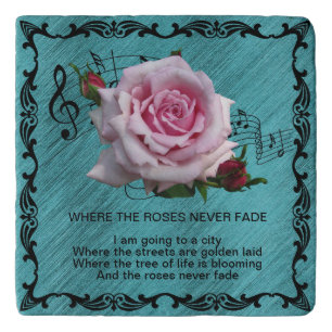 WERE THE ROSES NEVER FADE SQUARE WALL CLOCK TRIVET