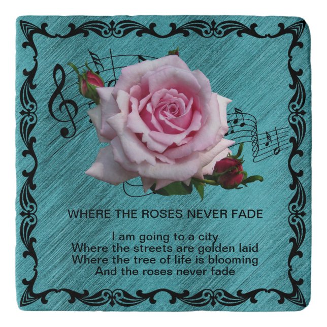 WERE THE ROSES NEVER FADE SQUARE WALL CLOCK TRIVET (Front)