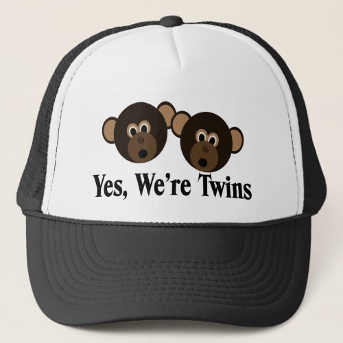 Were Twins 2 Boys Monkeys Trucker Hat
