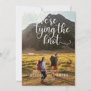 We're tying the Knot 2 Photo QR Code Save the Date Invitation