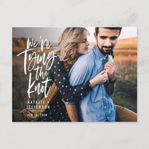 Were tying the knot announcement postcard