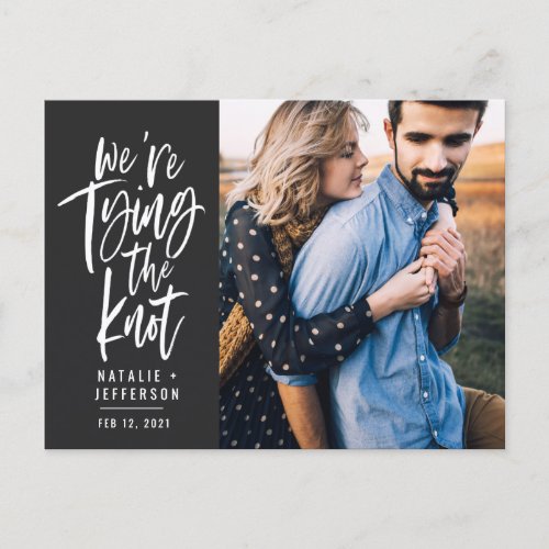 Were tying the knot announcement postcard