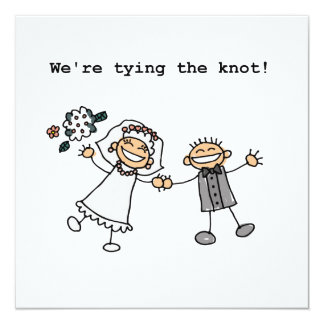Stick Figure Wedding Invitations Announcements Zazzle We 39 Re Tying The Knot Card