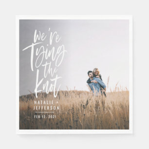 We're tying the knot engagement party napkins