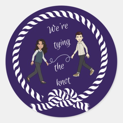 Were Tying The Knot Nautical Colored Anime   Classic Round Sticker