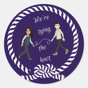 We're Tying The Knot Nautical Colored Anime Classic Round Sticker