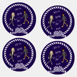 We're Tying The Knot Nautical Colored Anime Kids' Labels