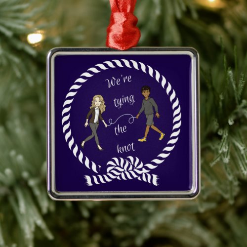 Were Tying The Knot Nautical Colored Anime  Metal Ornament
