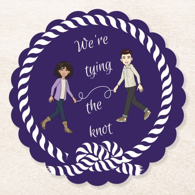 We're Tying The Knot Nautical Colored Anime    Paper Coaster (Front)