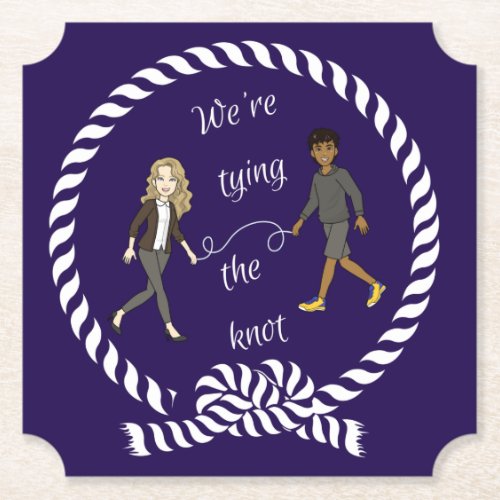 Were Tying The Knot Nautical Colored Anime  Paper Coaster