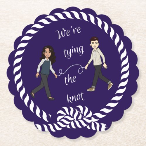 Were Tying The Knot Nautical Colored Anime  Paper Coaster