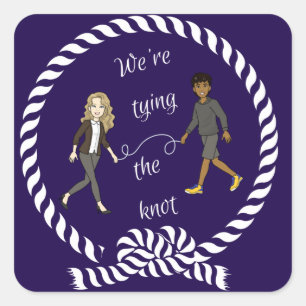 We're Tying The Knot Nautical Colored Anime Square Sticker