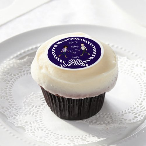 Were Tying The Knot Nautical Colored Engagement   Edible Frosting Rounds