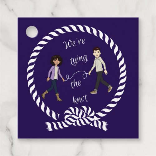 Were Tying The Knot Nautical Colored Engagement  Favor Tags