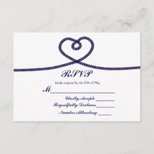 We're tying the Knot Nautical Rope Heart RSVP Card