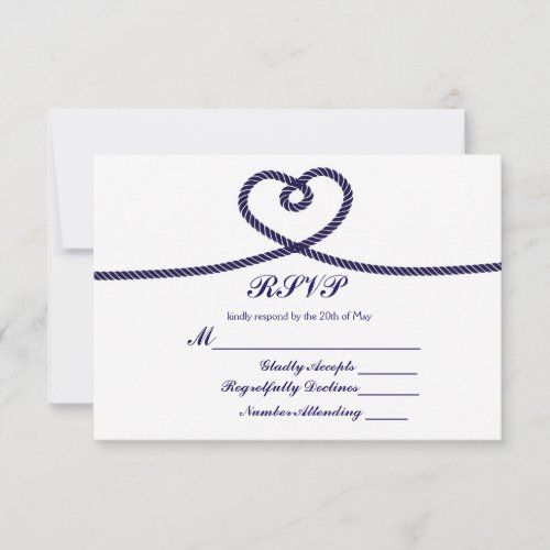 Were tying the Knot Nautical Rope Heart RSVP Card