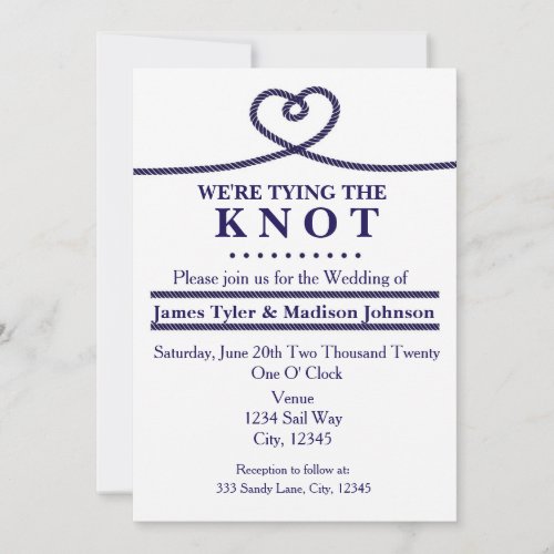 WERE TYING THE KNOT Nautical Wedding Invitations