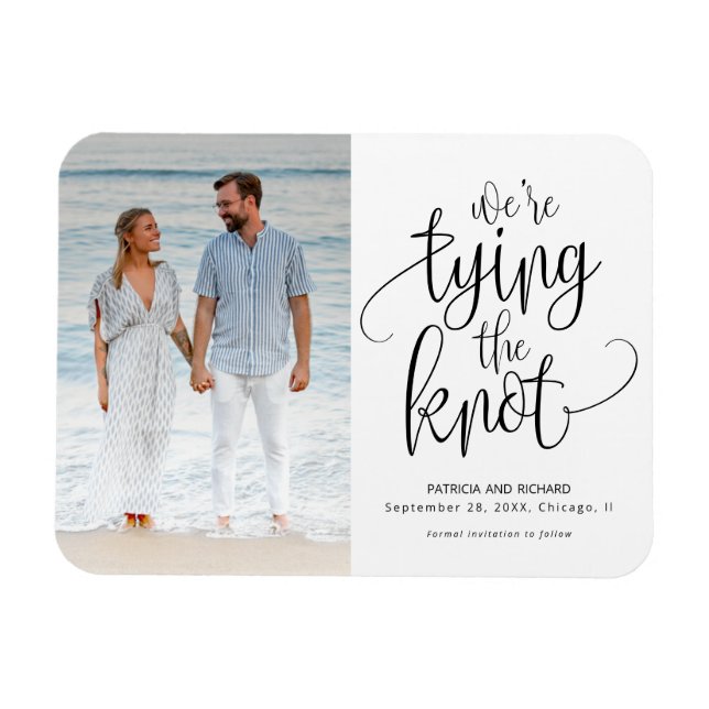 We're Tying The Knot Wedding Save The  Date Photo Magnet (Horizontal)