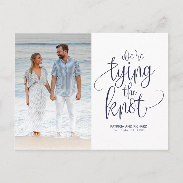 We're Tying The Knot Wedding Save The  Date Photo Postcard (Front)