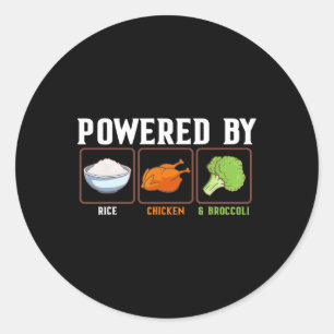 Wered By Rice Chicken And Broccoli Funny New Year Classic Round Sticker