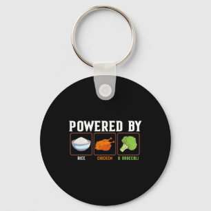 Wered By Rice Chicken And Broccoli Funny New Year Keychain