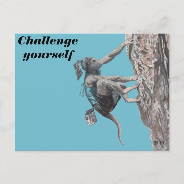 Wererat Girl Free Climbing Fantasy Art Postcard (Front)