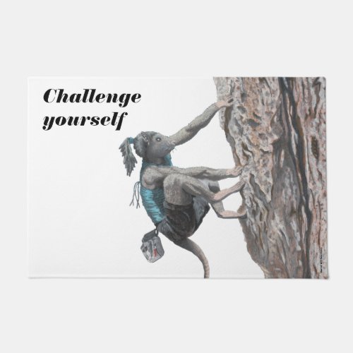 Wererat Girl Rock Climbing Challenge Doormat