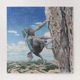 Wererat Girl Rock Climbing Large Fantasy Puzzle