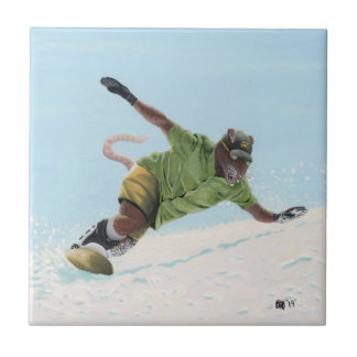 Wererat Snowboarder Fantasy Art Ceramic Tile