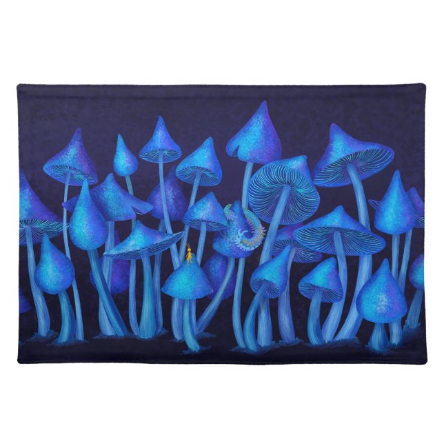 Werewere kokako, New Zealand Blue Mushroom Cloth Placemat (Front)
