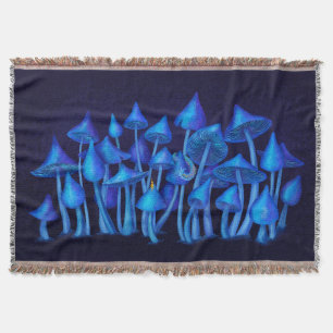 Werewere kokako, New Zealand Blue Mushroom Throw Blanket