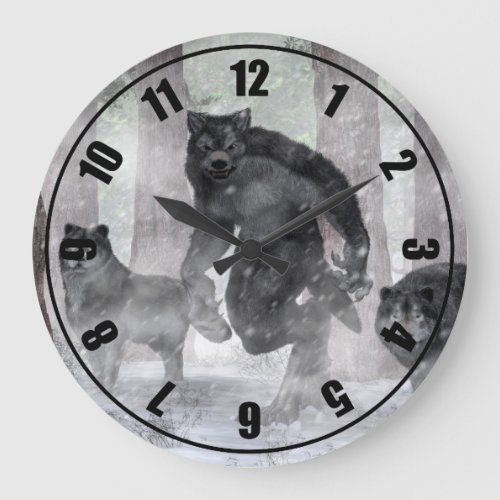Werewolf and Wolves Large Clock