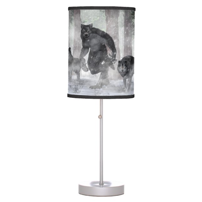 Werewolf and Wolves Table Lamp (Front)
