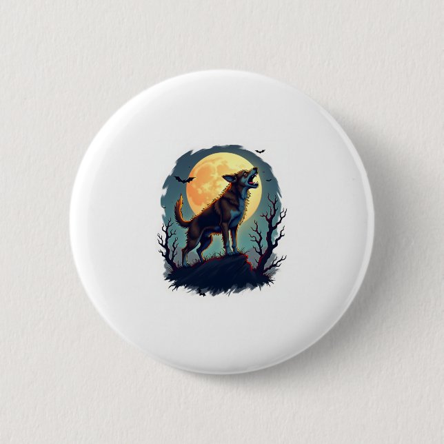 Werewolf Beagle Howl Button (Front)