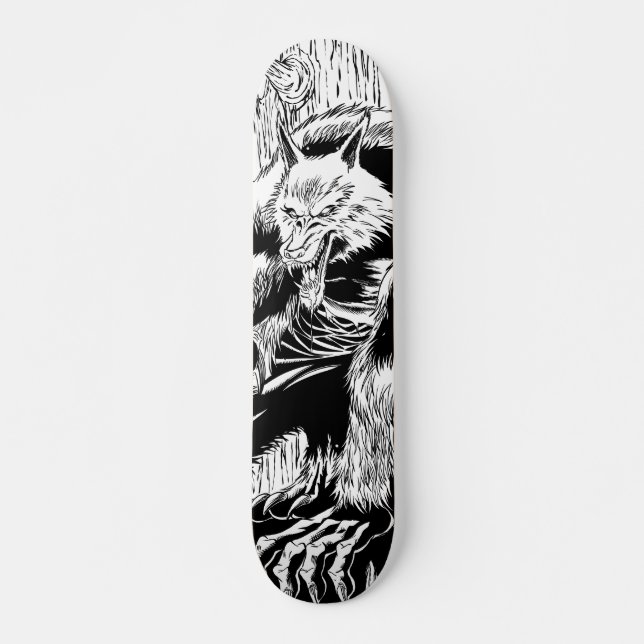 Werewolf black and white skateboard deck (Front)
