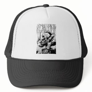 Werewolf black and white trucker hat