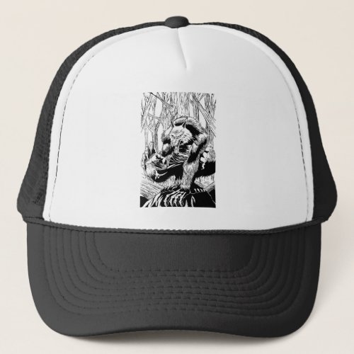 Werewolf black and white trucker hat