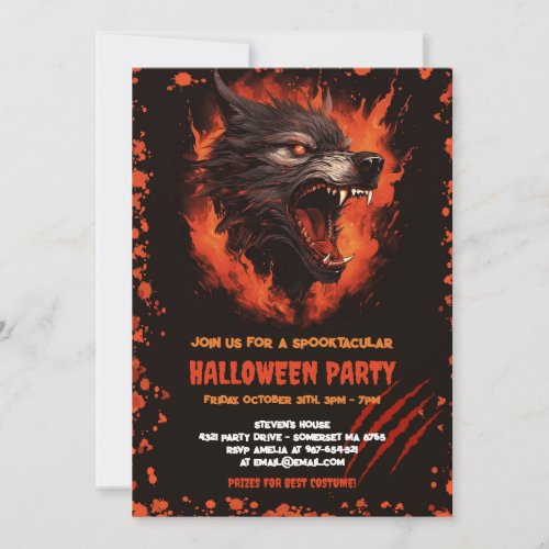 Werewolf Blood Gothic Halloween Invitation