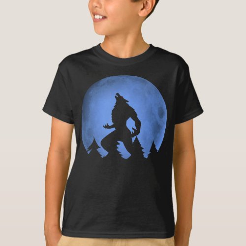 Werewolf Blue Moon wolf full moon on Halloween T_Shirt