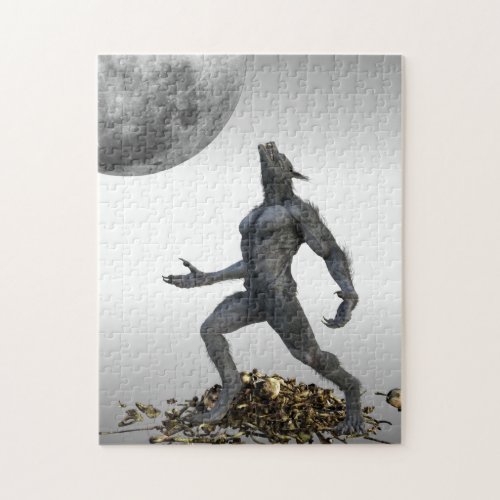 Werewolf Bones Full Moon Jigsaw Puzzle